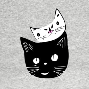 Back cat and white cat T-Shirt